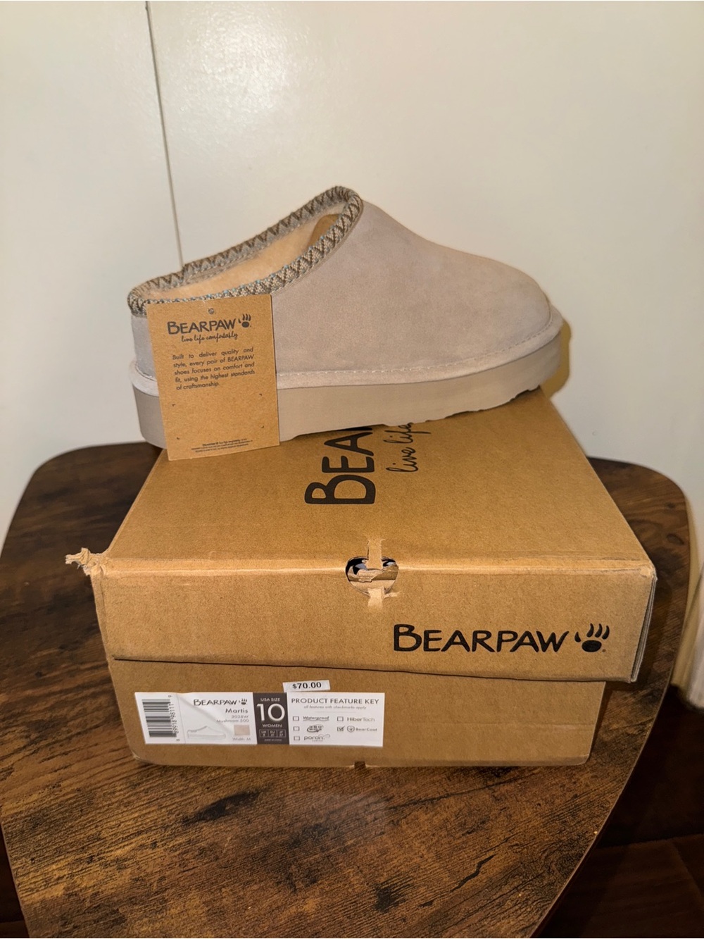Bearpaw marts slip on boots size 10 retail $70